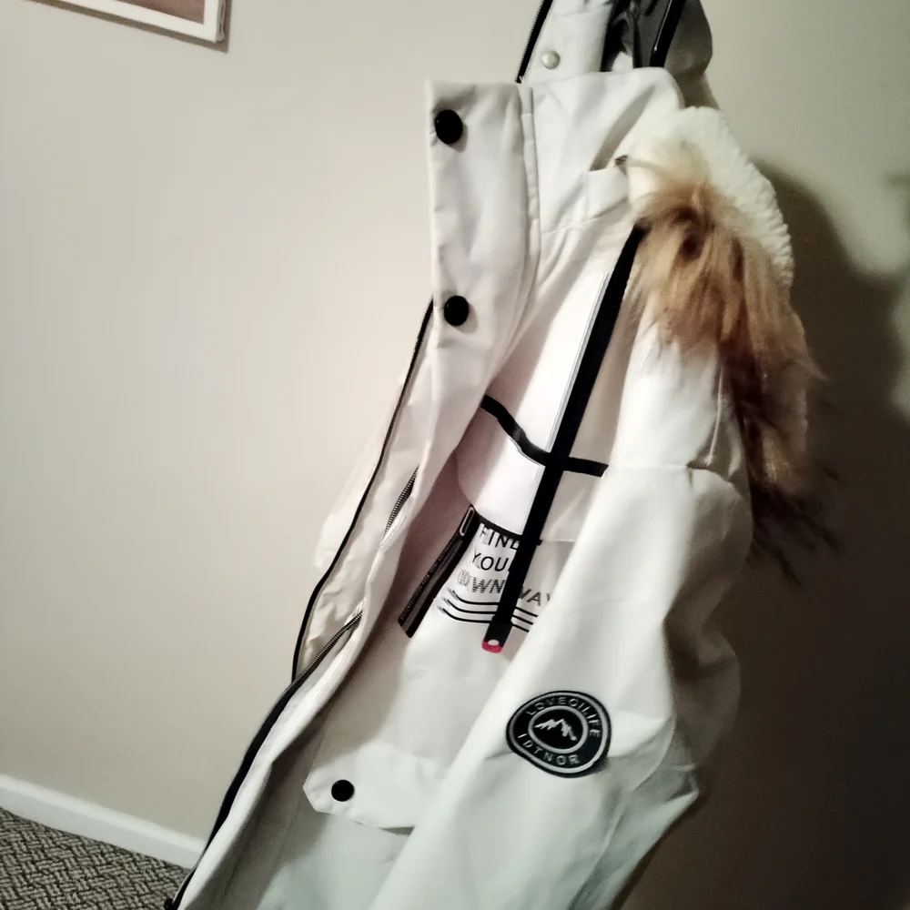 White Winter Coat with Fur Trim - Picture 2 of 3